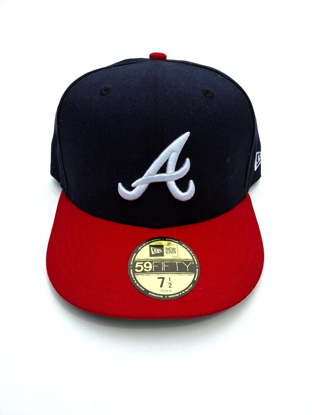 Atlanta Braves New Era 59FIFTY - Fitted Hat - Navy/Red (Size 7 1/2)
